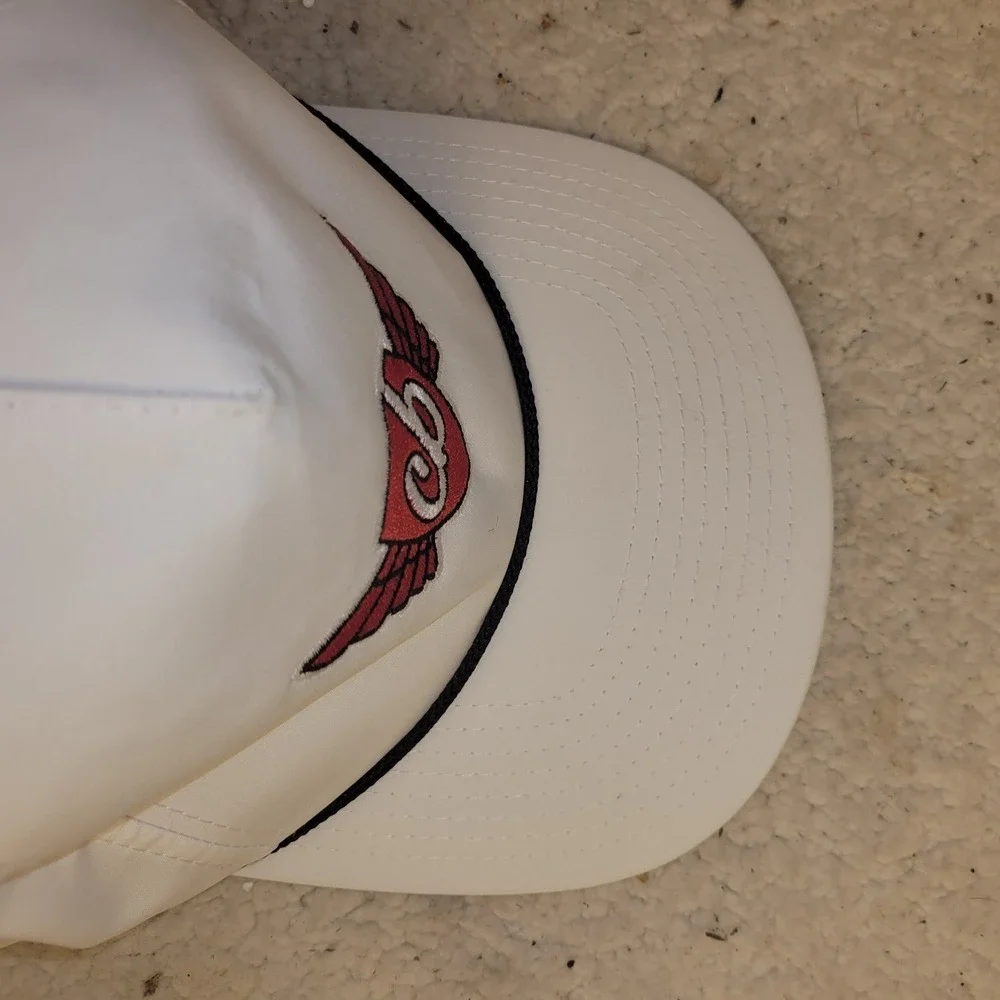 Imperial White Snapback Hat Embroidered Logo Cap Cord Trim Adjustable CB...‎